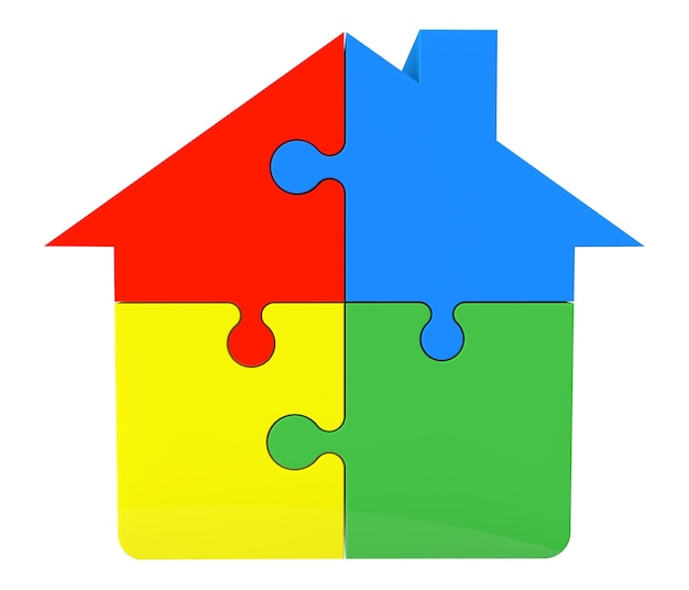 House from puzzles on a white background