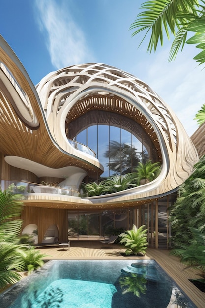 Дом будущего из дерева и стекла