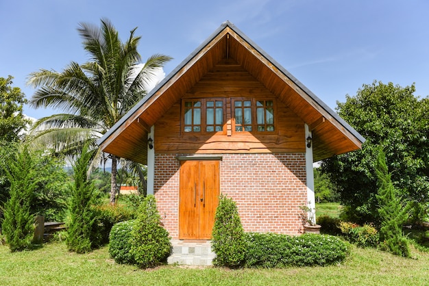 House in garden with summer day