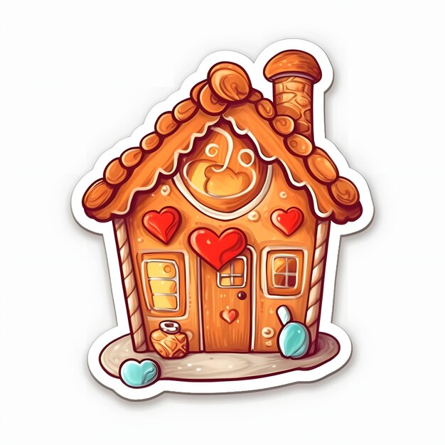 Foto house gingerbread man stickers su sfondo bianco