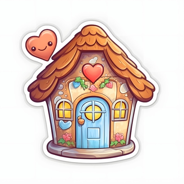 Foto house gingerbread man stickers su sfondo bianco