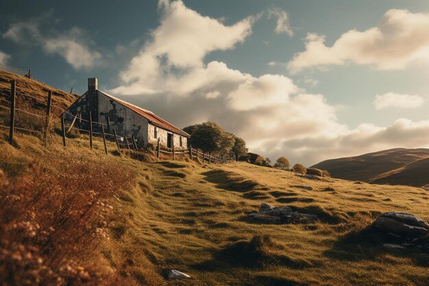 a house on a hill with a house on the side