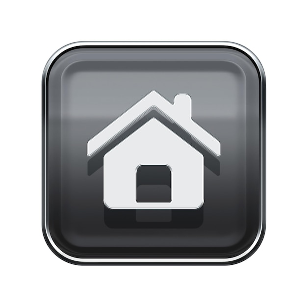 Photo house icon glossy grey