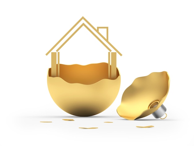 House icon in gold broken Christmas ball