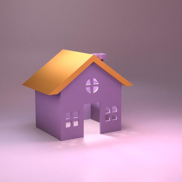 House icon with light inside 3d rendering