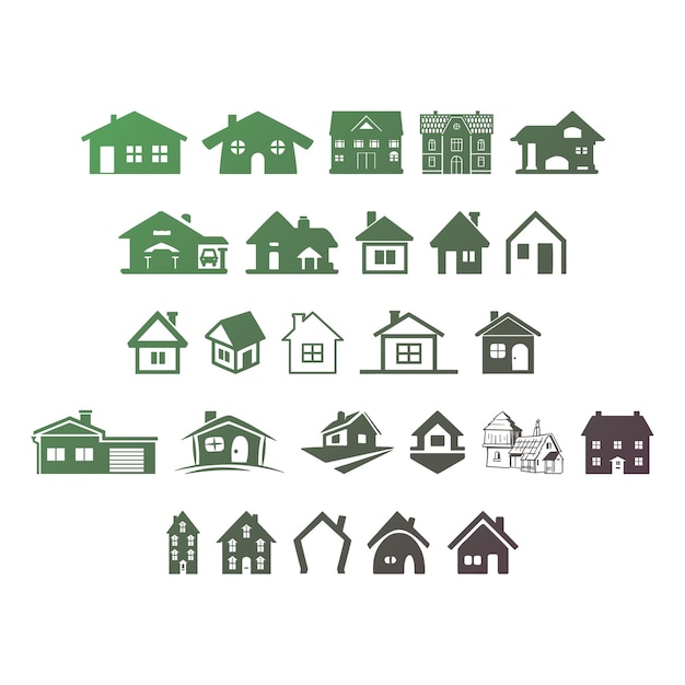 house icons items gradient effect photo jpg vector set