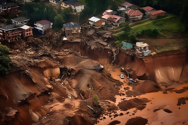 家は丘の上にあり、道路は泥だらけです