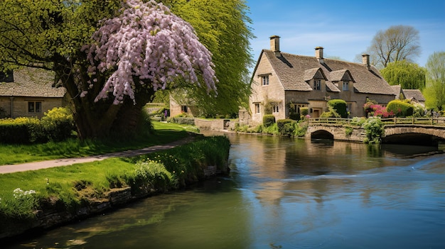 The house is on the river bank