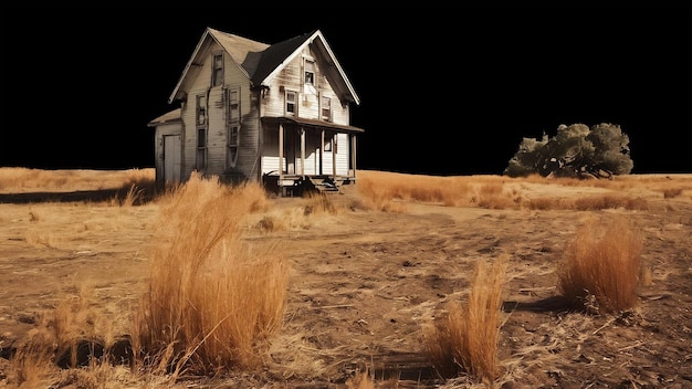 House isolated in the field