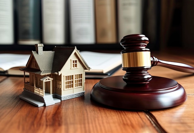 A house and a judge's house on a desk