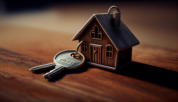 House key on keychain Generative Ai