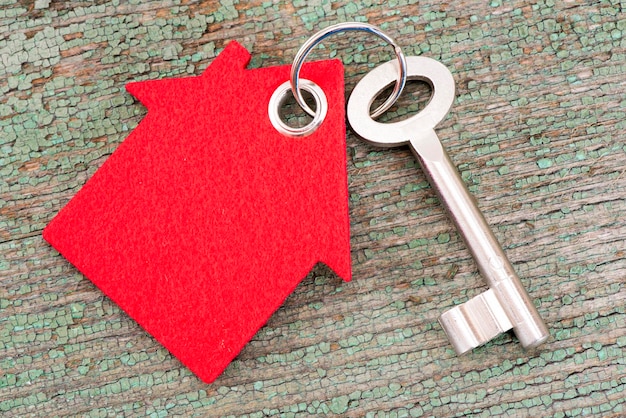 House key with ring and text space