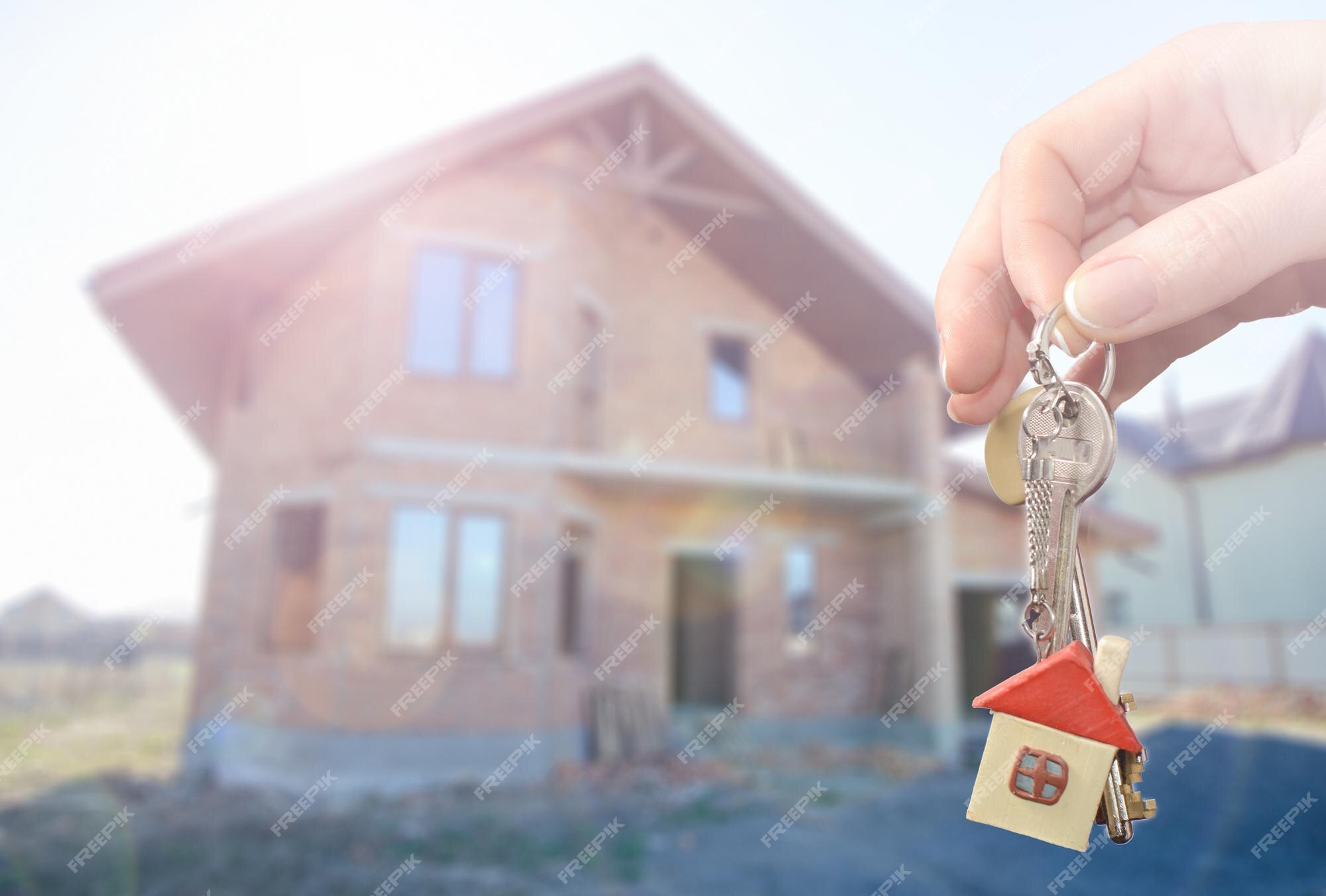 Premium Photo | House keys on House construction background