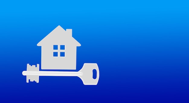 House and keys icon on blue background