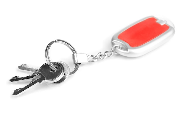 House keys and keychain isolated on white