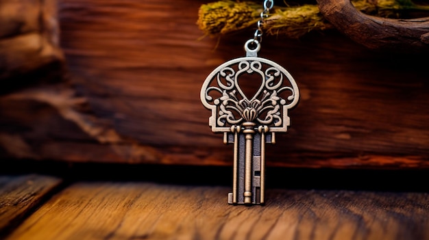 house keys on a wooden table