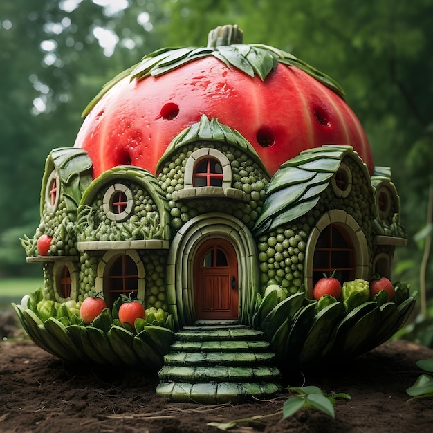 Photo house made from a watermelon