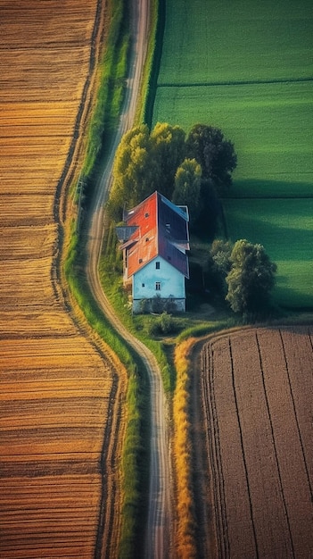 A house in the middle of a field