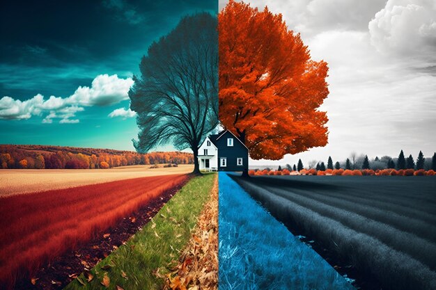 A house in the middle of a field