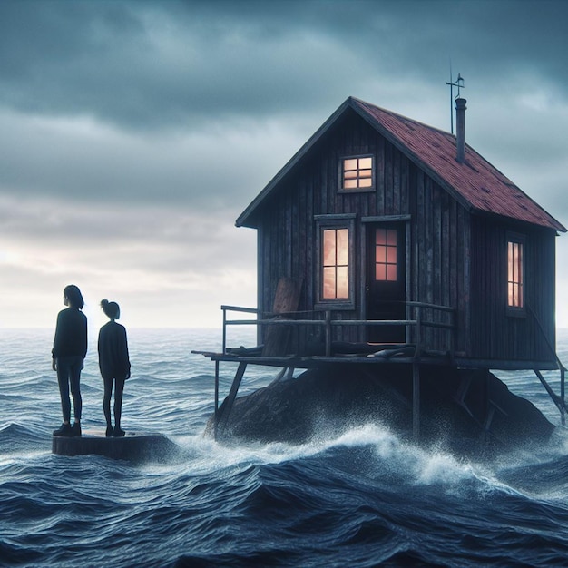 house in the middle of the sea