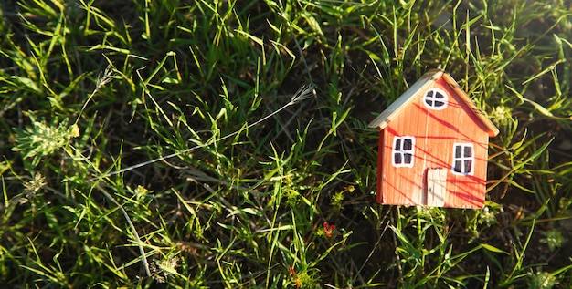 House model on green grass background