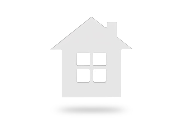 House model isolated on white background A white isolated house with a window casts a shadow on a white background To insert into a project or template