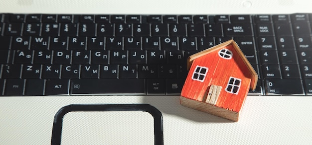 House model on the laptop keyboard