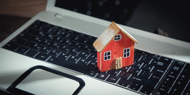 House model on the laptop keyboard