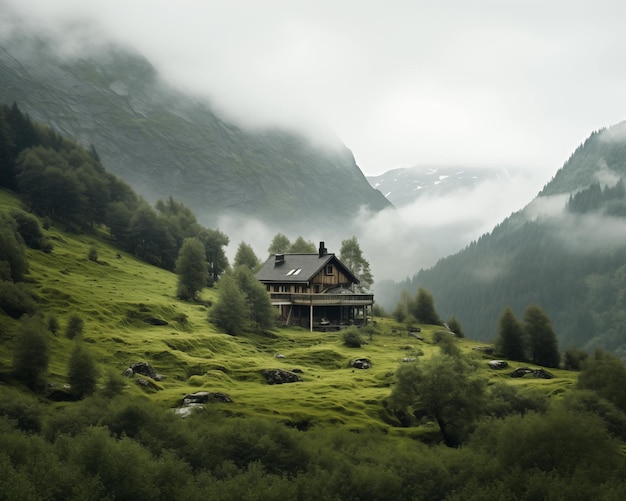 Photo house in the mountains