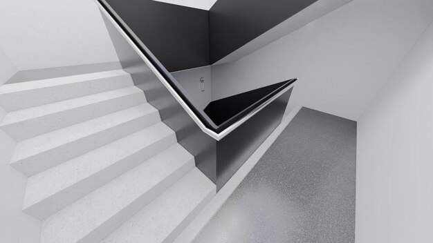 Photo house and office stairs mock up with modern style 3d illustration rendering