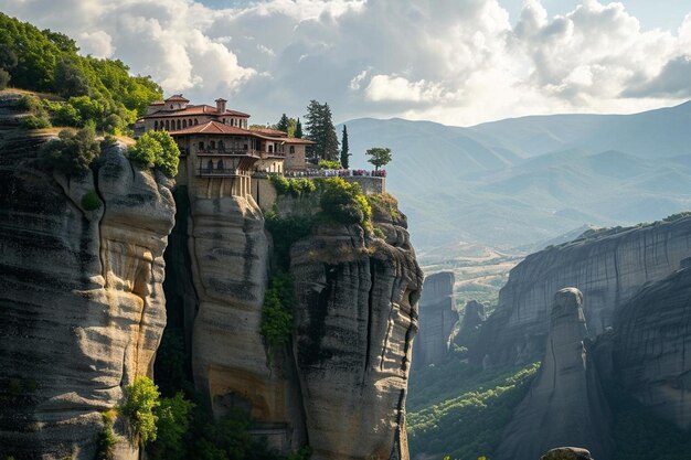 Photo a house perched on top of a cliff