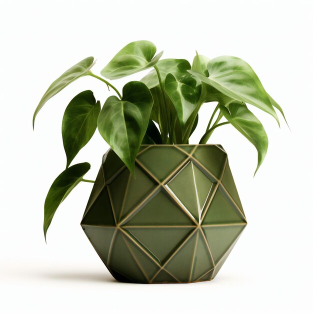 House plant in pot isolated on white background