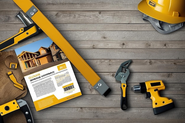 House repair cover A4 template for a construction tools report and brochure design