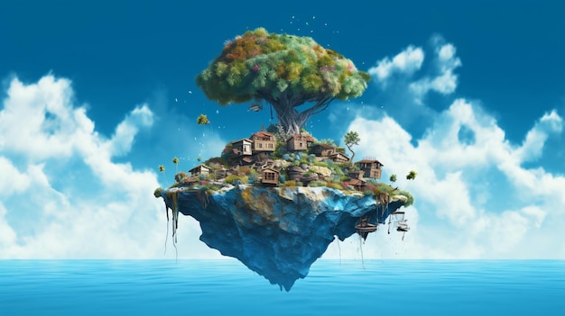 A house on a rock in the ocean