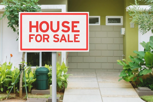 Знак "Дом на продажу" перед домом
