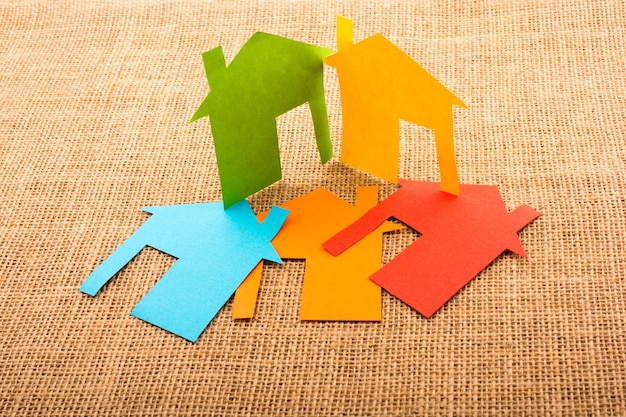 House shape cut out of colorful paper