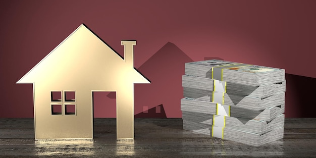 House shape money 3D rendering