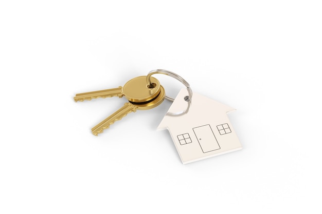 House shaped keychain isolated.