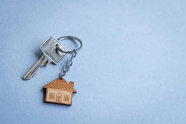 House shaped keychain and key