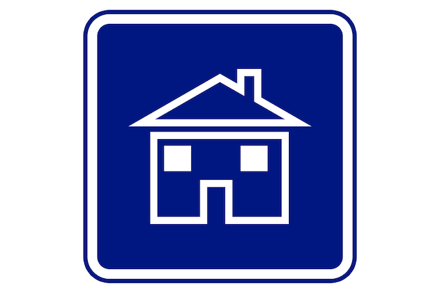 House sign illustration on blue background