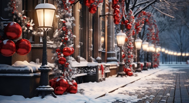 a house in snow with lights