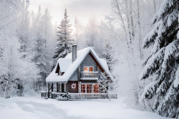 A house in the snow with a sign that says'winter '