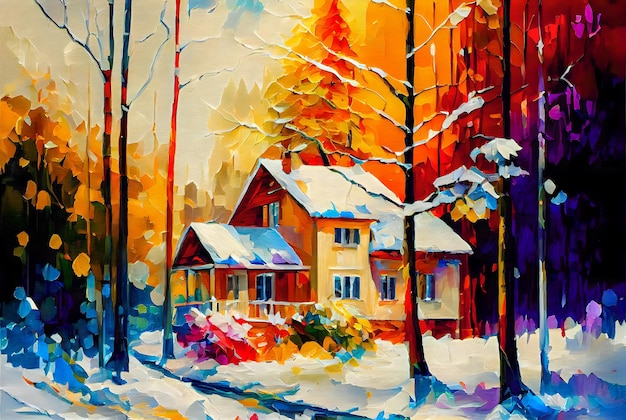 House in the snowy forest