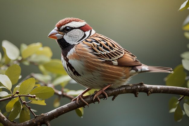 Photo house sparrow on a branch