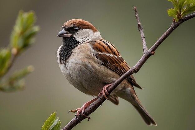 Photo house sparrow on a branch