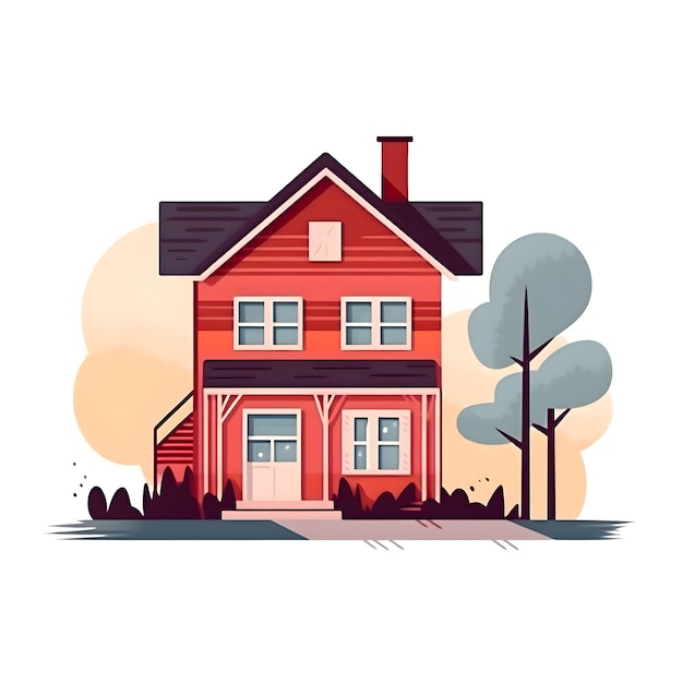 House on the street Vector illustration in flat style on white background