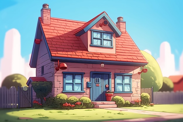House in the style of a fairy tale 3D illustration