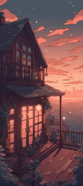 A house in the sunset wallpapers