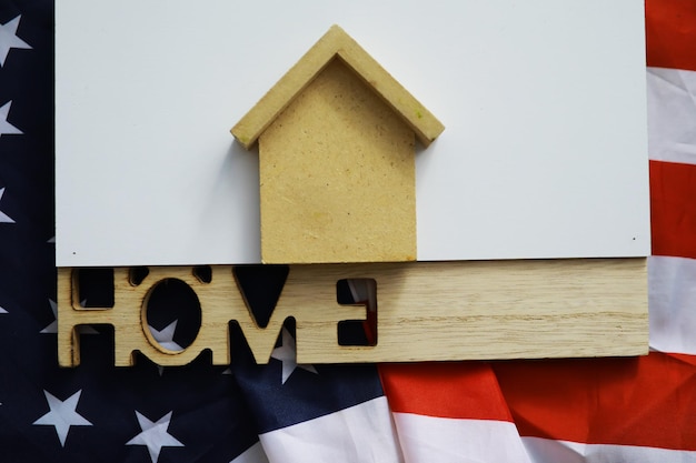 House symbol on the American flag Mortgage credit lending Housing safety