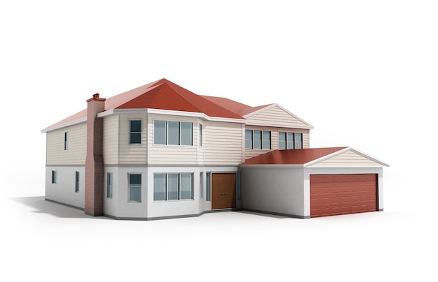 House Threedimensional image 3d render on white background